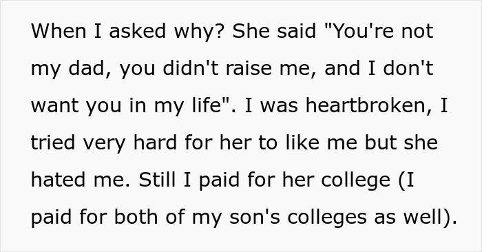 Stepdaughter Makes Sure Stepdad Knows She Hates Him, Still Shocked He Might Not Fund Her Wedding Stepdaughter Makes Sure Stepdad Knows She Hates Him, Still Shocked He Might Not Fund Her Wedding