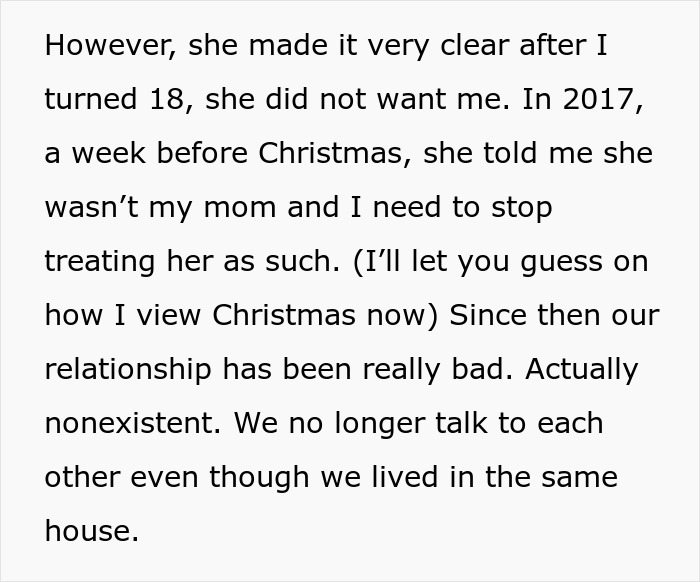 Screenshot of text describing strained stepchild and stepmother relationship