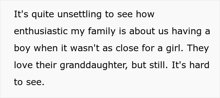 Text snippet explaining family excitement over giving birth to a baby boy instead of a girl. Text snippet explaining family excitement over giving birth to a baby boy instead of a girl.