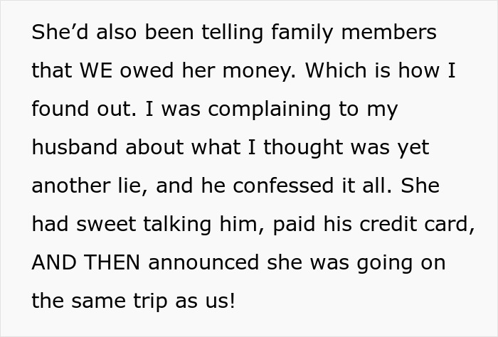 Text revealing toxic mom paying credit card and joining trip uninvited Text revealing toxic mom paying credit card and joining trip uninvited