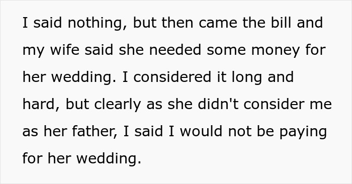 Stepdaughter Makes Sure Stepdad Knows She Hates Him, Still Shocked He Might Not Fund Her Wedding Stepdaughter Makes Sure Stepdad Knows She Hates Him, Still Shocked He Might Not Fund Her Wedding