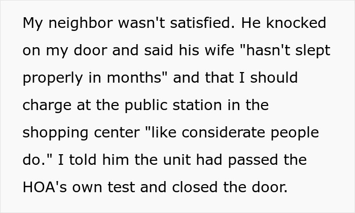 Text of a neighbor demanding EV owner charge at mall charging stations Text of a neighbor demanding EV owner charge at mall charging stations