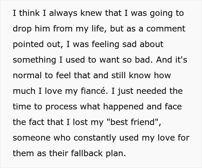 A text post about moving on from her ex-bestie and focusing on her loving fiancé A text post about moving on from her ex-bestie and focusing on her loving fiancé
