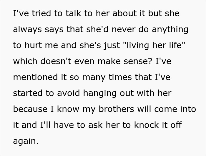 Text discussing effort to stop friend's misleading behavior about brothers Text discussing effort to stop friend's misleading behavior about brothers