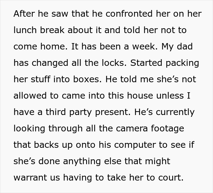 Screenshot of text detailing a father kicking his wife out as grounds for divorce after mistreating his child.