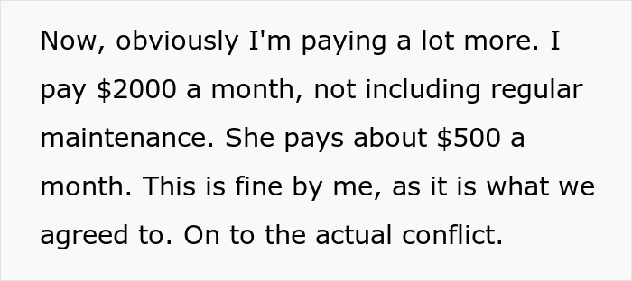 A text post detailing the monthly expenses of a couple sharing a house A text post detailing the monthly expenses of a couple sharing a house