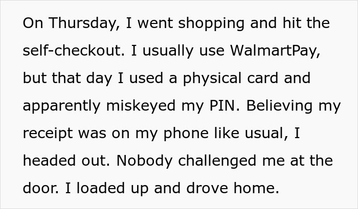 Text post explaining a self-checkout issue with WalmartPay and a miskeyed PIN. Text post explaining a self-checkout issue with WalmartPay and a miskeyed PIN.