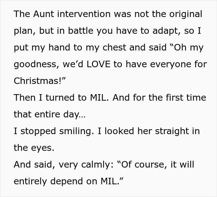 Aunt calms tension with invitation, facing MIL firmly in toxic mom family Christmas battle Aunt calms tension with invitation, facing MIL firmly in toxic mom family Christmas battle