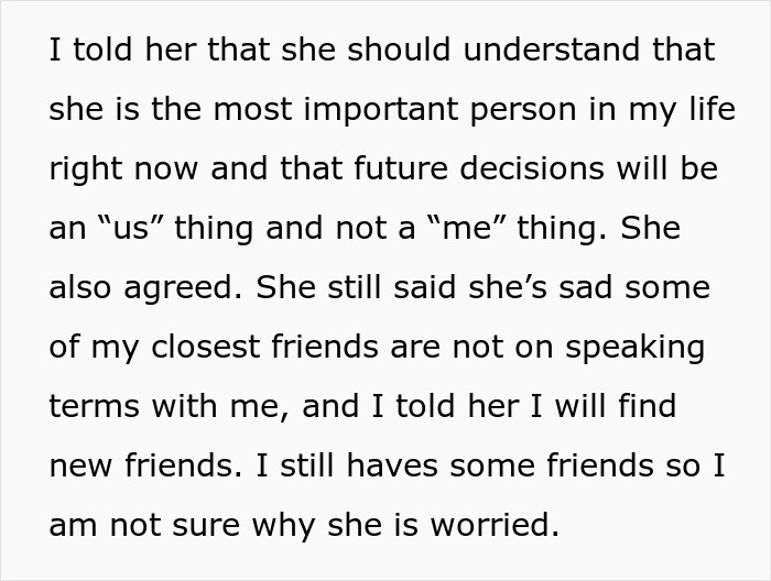 Text about partner being most important and plans to find new friends Text about partner being most important and plans to find new friends