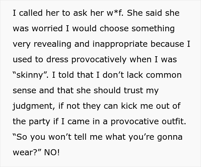 Text message about concerns over revealing wedding outfit Text message about concerns over revealing wedding outfit