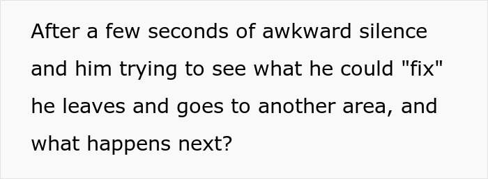 Text describing awkward silence and someone trying to fix a situation Text describing awkward silence and someone trying to fix a situation