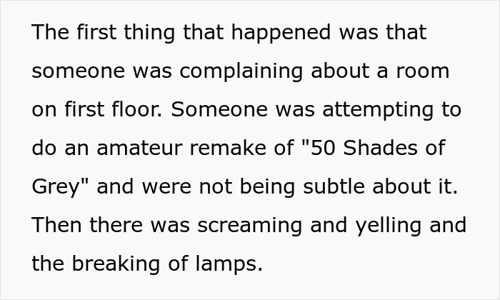 A story about a bridezilla who ruins hotel rooms with loud guests screaming and breaking hotel property