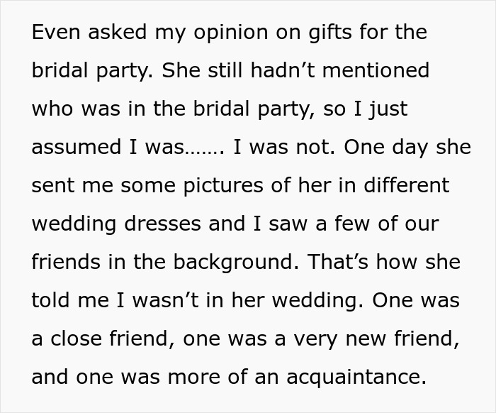 Bride Promised Her Friend The MOH Spot For 15 Years, Then Asked Her To Fetch Drinks At The Wedding Bride Promised Her Friend The MOH Spot For 15 Years, Then Asked Her To Fetch Drinks At The Wedding
