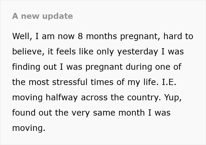 A text screenshot about a woman 8 months pregnant before giving birth A text screenshot about a woman 8 months pregnant before giving birth
