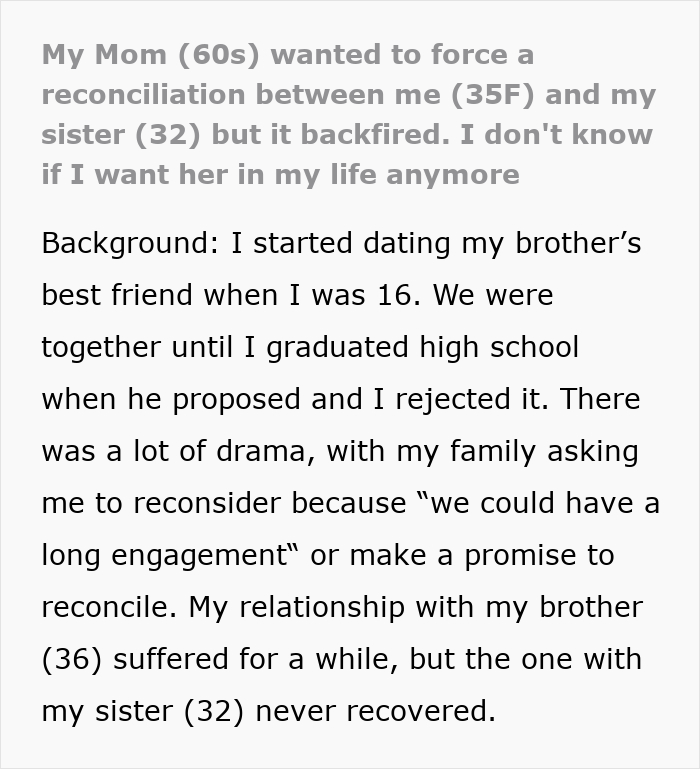 Online text post about a sister who helps him cross every boundary in a relationship.
