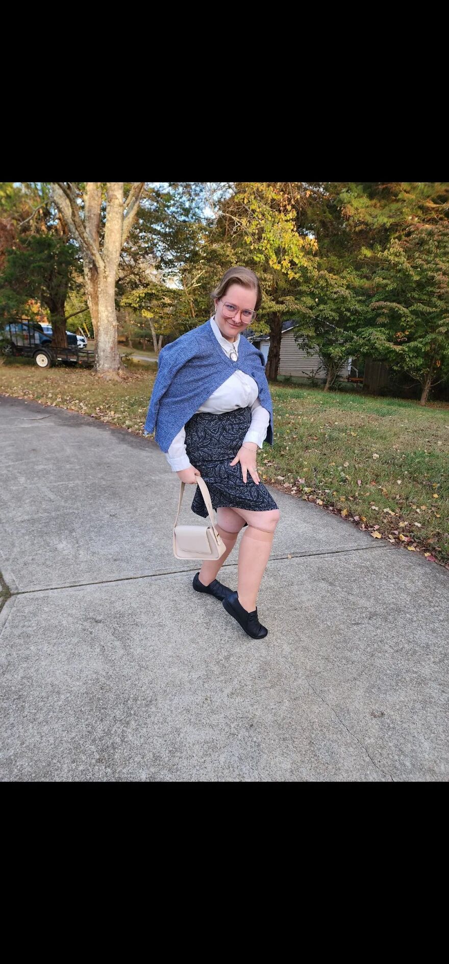 Woman dressed in an old-fashioned outfit as part of creative Halloween costumes