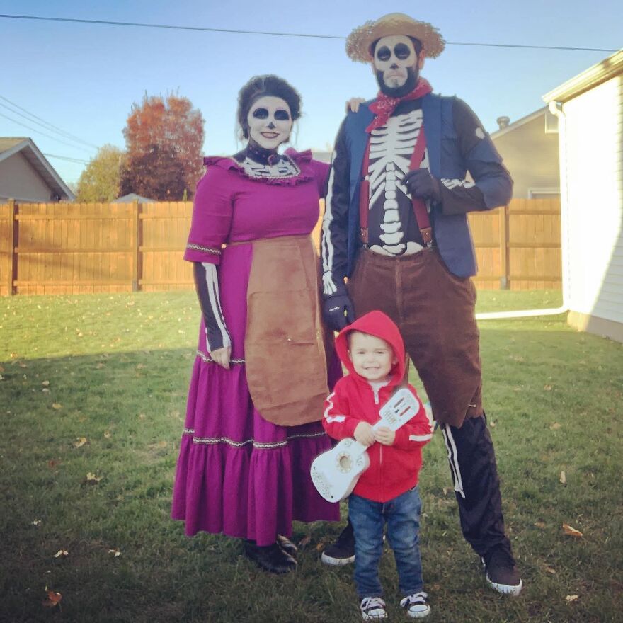 We Went As Mamá Imelda, Héctor & Miguel From Coco One Year