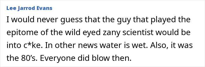 Social media comment discussing Christopher Lloyd and his past struggles during the 1980s. Social media comment discussing Christopher Lloyd and his past struggles during the 1980s.