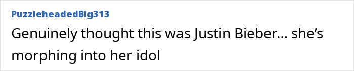 A comment comparing Billie Eilish to Justin Bieber A comment comparing Billie Eilish to Justin Bieber