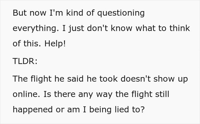 Social media text question asking if an unlisted flight tracker result means being lied to about a trip to Italy.