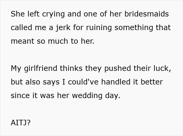 Bridesmaid calling homeowner a jerk after bride kicked out of porch Bridesmaid calling homeowner a jerk after bride kicked out of porch