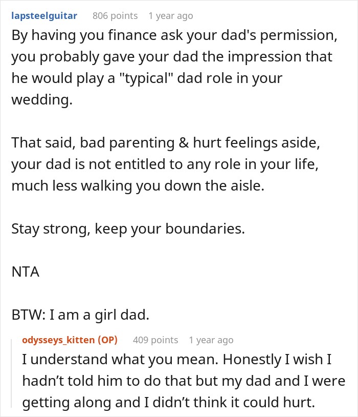 Dad Does The Bare Minimum For 25 Years, Mad When Daughter Won’t Give Him The Biggest Wedding Honor Dad Does The Bare Minimum For 25 Years, Mad When Daughter Won’t Give Him The Biggest Wedding Honor