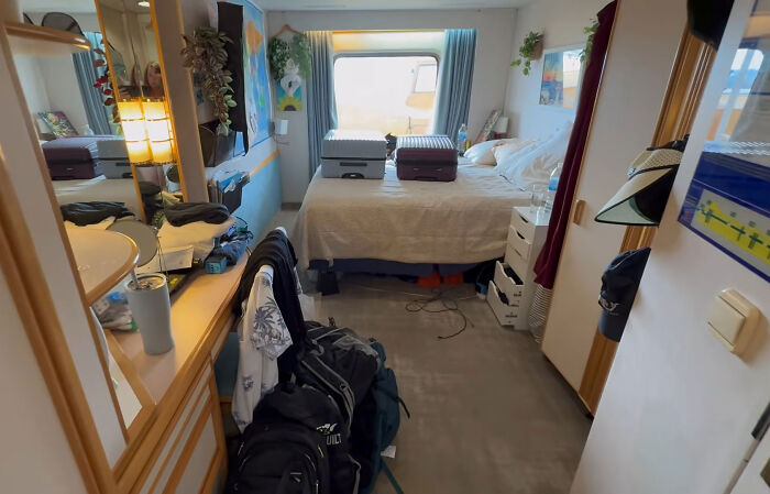 Interior view of a packed cabin on a permanent cruise ship Interior view of a packed cabin on a permanent cruise ship