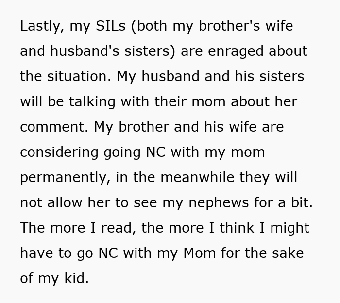 Text post about family conflict where sister helps ex cross boundary