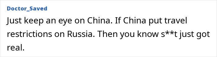User comment discussing China and Russia travel restrictions amid a suspected plague lab leak. User comment discussing China and Russia travel restrictions amid a suspected plague lab leak.