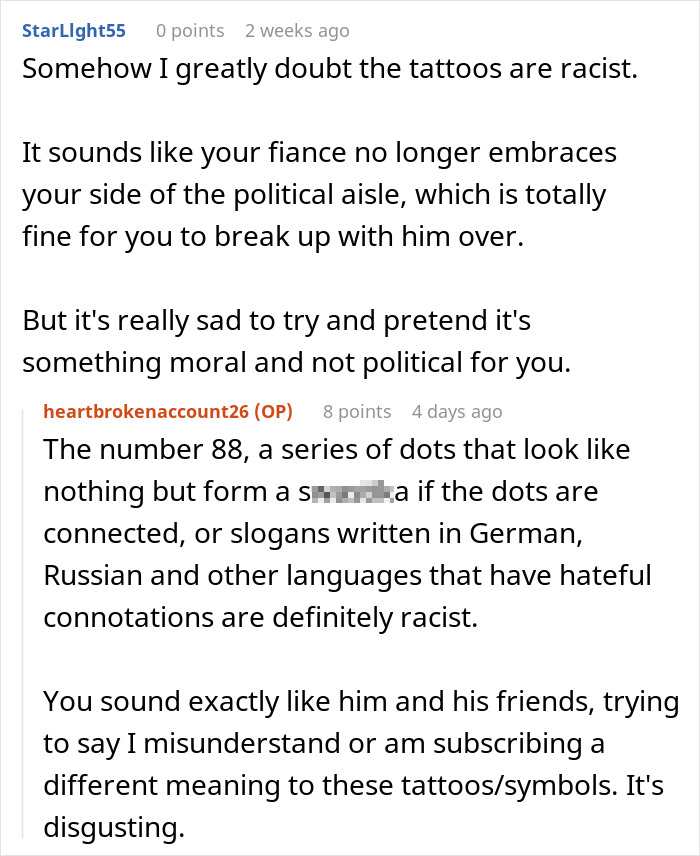 Online discussion about a woman who can not marry her fiance because of offensive tattoos Online discussion about a woman who can not marry her fiance because of offensive tattoos