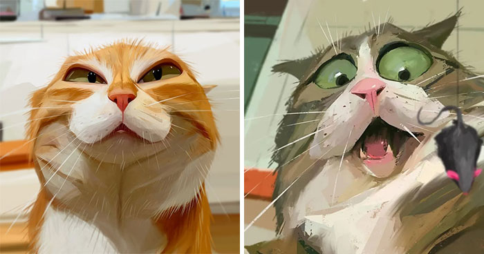 Artist Illustrates Cats In His Fun And Exaggerated Caricatures (29 Pics)