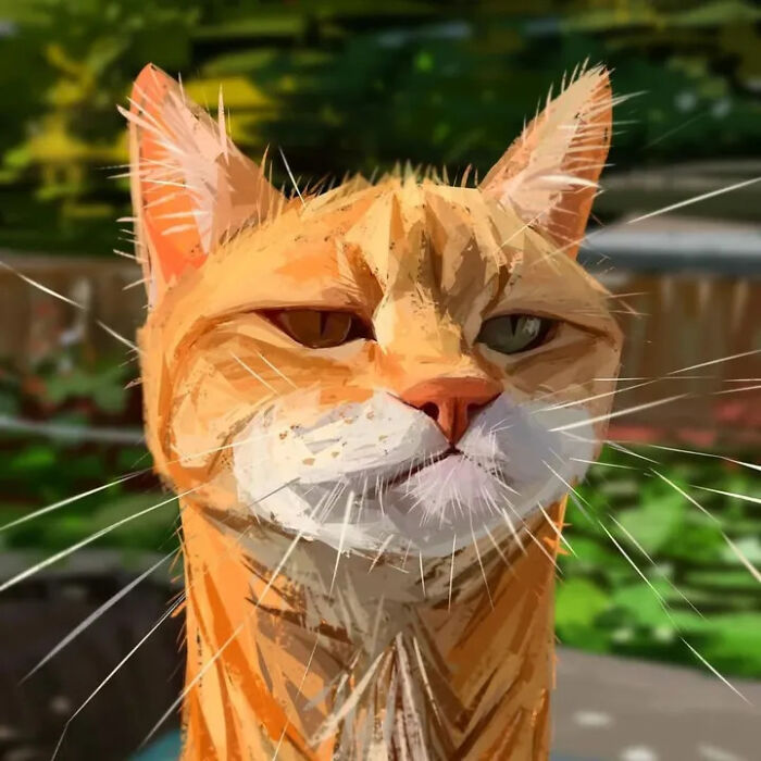 Caricature of orange tabby cat with a confident expression