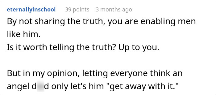 A comment about revealing lies before an ex’s funeral so men do not get away with it. A comment about revealing lies before an ex’s funeral so men do not get away with it.