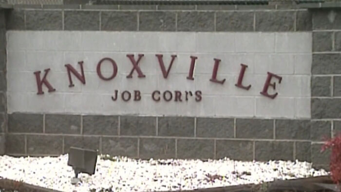 The stone entrance sign for the Knoxville Job Corps center