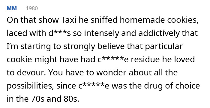 Social media comment by MM reflecting on Christopher Lloyd and substance themes in 70s and 80s shows. Social media comment by MM reflecting on Christopher Lloyd and substance themes in 70s and 80s shows.