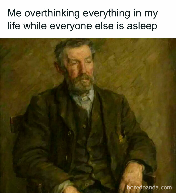 A thoughtful man in a painting, perfect for classical art memes.
