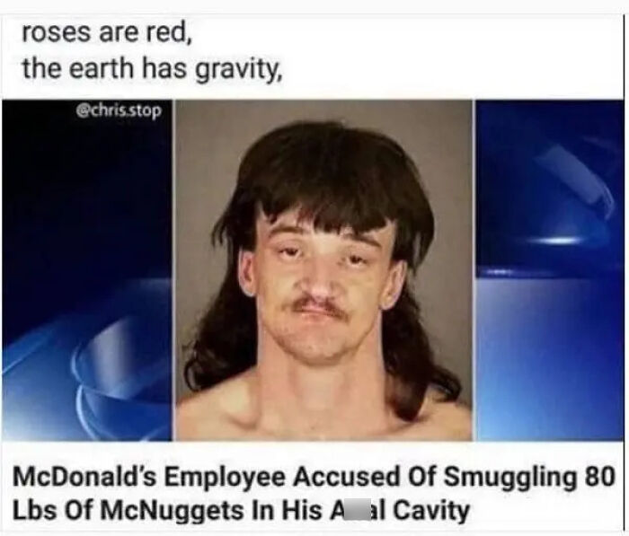Hilarious News Headlines: Mugshot of McDonald's employee accused of smuggling chicken nuggets