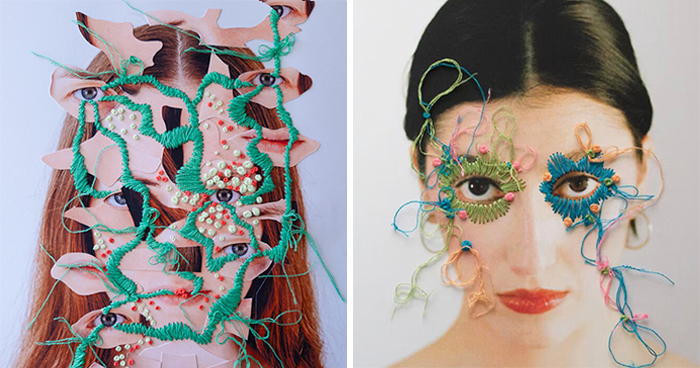 Artist Katy Williamson Gives Human Faces An Otherworldly Twist In These 36 Mixed-Media Artworks