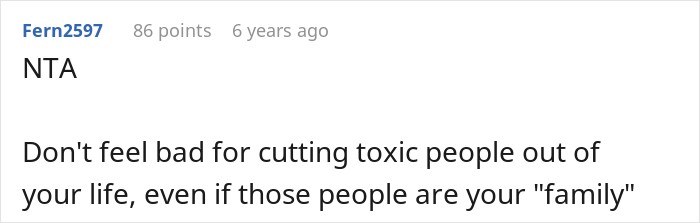 User comment on cutting toxic family out, relating to mom's favorite daughter and sister conflict. User comment on cutting toxic family out, relating to mom's favorite daughter and sister conflict.