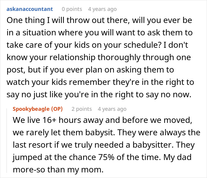 A discussion on whether a woman can ask her dad for babysitting help after setting a clear boundary A discussion on whether a woman can ask her dad for babysitting help after setting a clear boundary