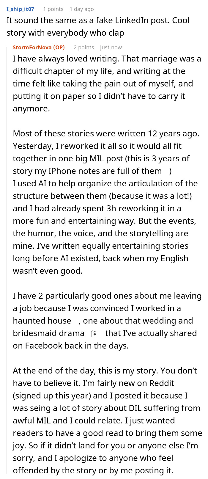Explanation of writing process about toxic family and MIL stories Explanation of writing process about toxic family and MIL stories
