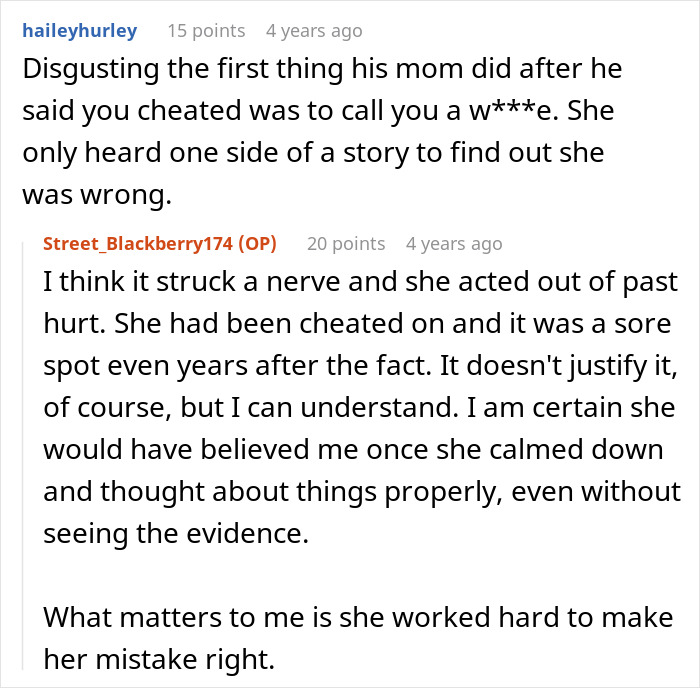 User comments debating the aftermath of a broken engagement and petty revenge.