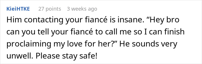 A comment reacting to a guy who waits 20 years to tell his bestie he loves her on her engagement day A comment reacting to a guy who waits 20 years to tell his bestie he loves her on her engagement day