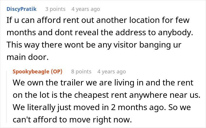 A suggestion to rent another location to keep the peace after a woman sets a clear boundary before giving birth. A suggestion to rent another location to keep the peace after a woman sets a clear boundary before giving birth.