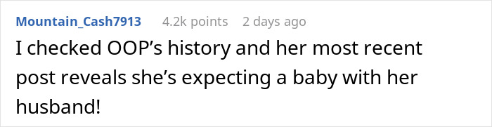 A Reddit comment about a woman who dumps cheater BF and is now expecting a baby with her husband A Reddit comment about a woman who dumps cheater BF and is now expecting a baby with her husband