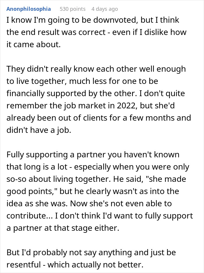 Comment on financial support during a couple fights over cashews and olive oil Comment on financial support during a couple fights over cashews and olive oil