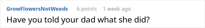 Comment asking if dad was told about stepmom's wedding spending