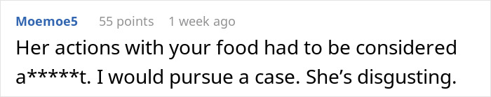 User comment urging legal steps after woman Tampered with stepchild’s food.