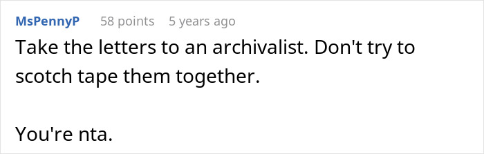 User suggestion on preserving letters as dad tries to hold his family together User suggestion on preserving letters as dad tries to hold his family together