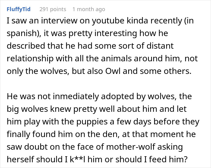 Online comment discussing how Marcos Rodriguez Pantoja was raised by wolves Online comment discussing how Marcos Rodriguez Pantoja was raised by wolves